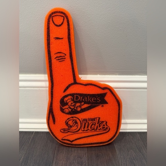 Other - NWOT Drake’s Long Island Ducks Orange Foam Finger with Long Island Ducks Logo